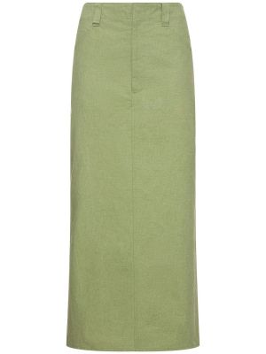 Pamučna midi suknja Auralee zelena