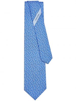 Cravate en soie à imprimé Ferragamo bleu