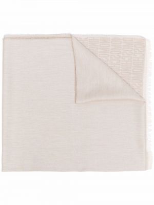 Плетен шал с принт Moschino бяло