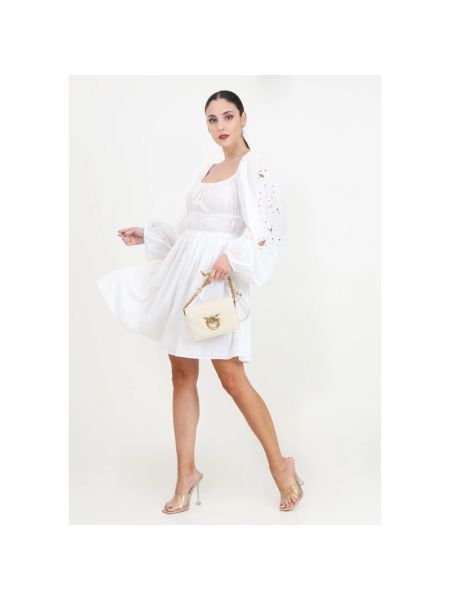 Mini vestido de algodón con mangas globo Pinko blanco