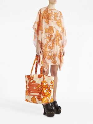 Sametová shopper kabelka s potiskem Etro oranžová