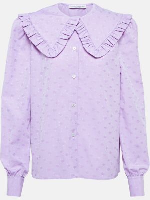 Pamučna bluza s cvjetnim printom Alessandra Rich ljubičasta