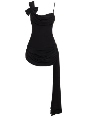 Svilena mini obleka z lokom z draperijo Alessandra Rich črna
