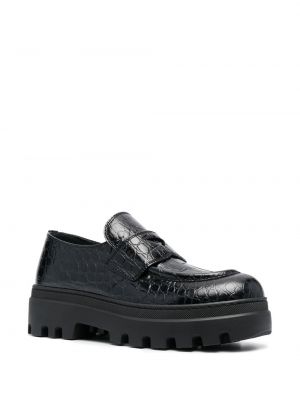 Leder loafer mit absatz mit niedrigem absatz Car Shoe schwarz
