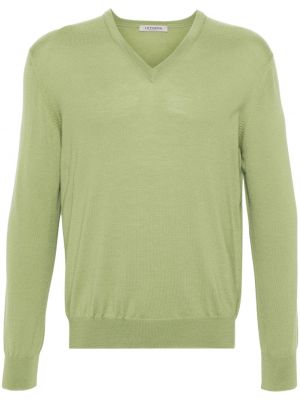 Volneni pulover z v-izrezom Fileria zelena