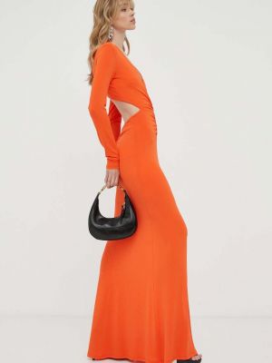 Sukienka długa Patrizia Pepe pomarańczowa