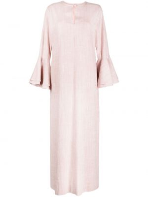 Λινή φόρεμα με βολάν Bambah ροζ
