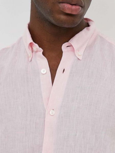 Lniana koszula na guziki puchowa Boss różowa