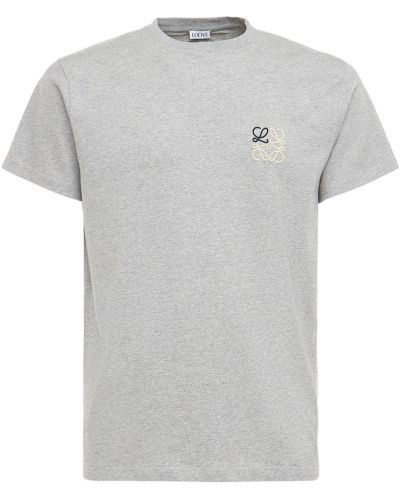 Džerzej bavlnené tričko s výšivkou Loewe sivá