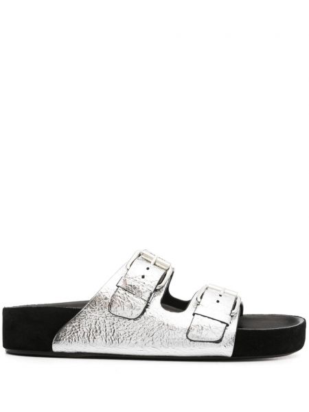 Kožne sandale Isabel Marant srebrena
