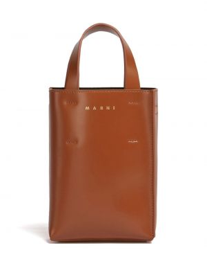 Læder shopping bag Marni brun