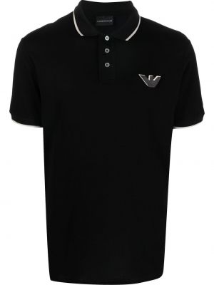 Brodert poloskjorte Emporio Armani svart