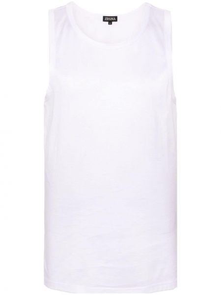 Памучна риза с кръгло деколте Zegna бяло