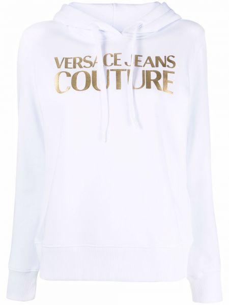 Mikina s kapucňou s potlačou Versace Jeans Couture biela
