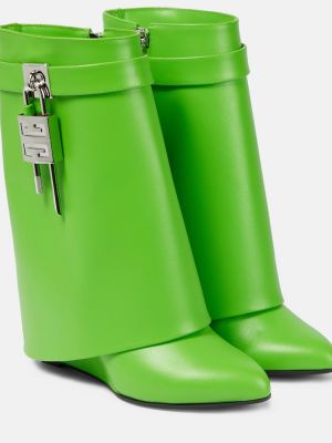 Кожени обувки до глезена Givenchy зелено