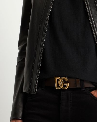 Kožený opasok Dolce & Gabbana hnedá