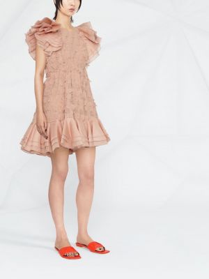Sukienka mini z falbankami Zimmermann różowa