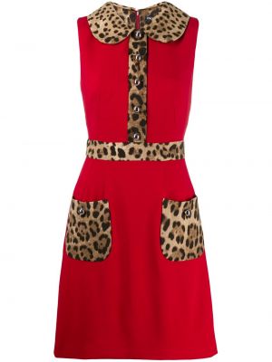 Vestido leopardo bootcut Dolce & Gabbana rojo
