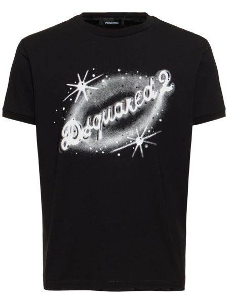 Džerzej bavlnené tričko s potlačou Dsquared2 čierna