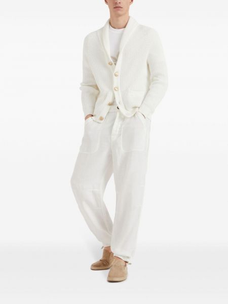 Pantalon droit en coton Brunello Cucinelli blanc