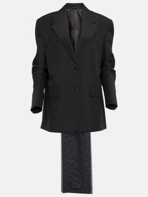 Černé mohérové sako s mašlí Prada