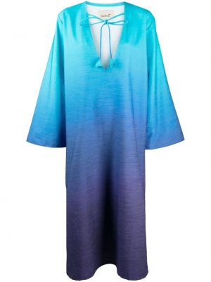 Ленена рокля с градиентным принтом Bambah синьо