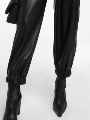 Aksamitne spodnie skórzane ze skóry ekologicznej Velvet czarne