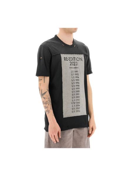 Koszulka z przetarciami Dolce And Gabbana czarna