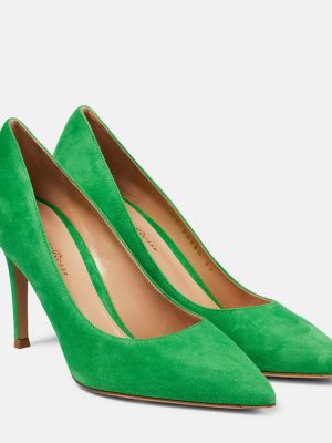 Semsket skinn pumps Gianvito Rossi grønn