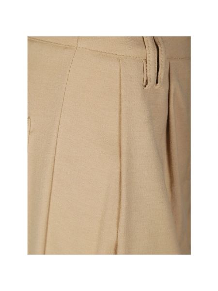 Pantalones rectos de lana de crepé Momoni beige