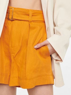 Bavlnené ľanové šortky Vince oranžová