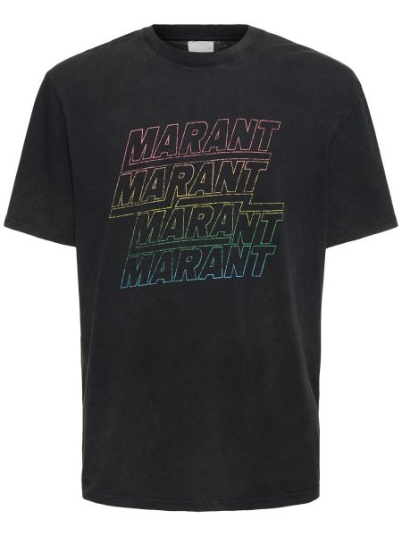 Džerzej bavlnené tričko s potlačou Marant čierna