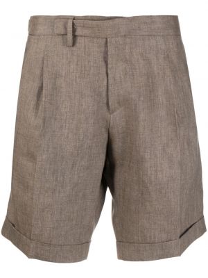 Plisirane lanene bermuda kratke hlače Briglia 1949 rjava
