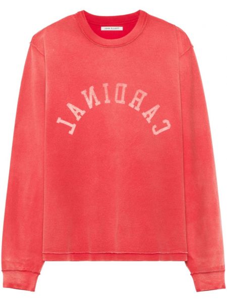 Pamučna dugi sweatshirt s printom John Elliott crvena