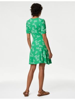 Květinové mini šaty Marks & Spencer zelené