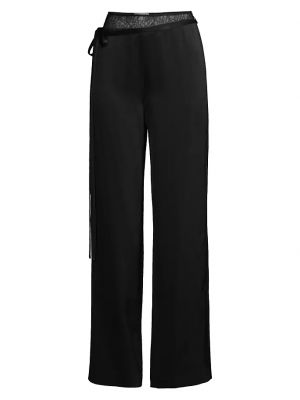 Широкие атласные брюки с кружевом и креповой спинкой Jason Wu черный