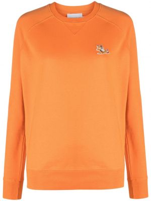 Памучен пуловер Maison Kitsuné оранжево