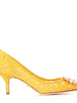 Полуотворени обувки с дантела Dolce&gabbana жълто