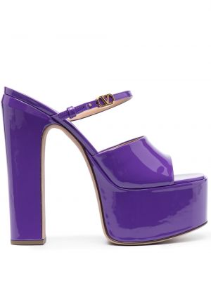 Dabīgās ādas mūļi ar platformu Valentino Garavani violets