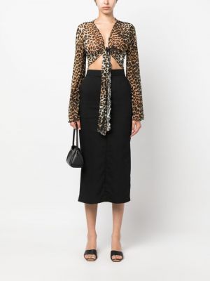 Bluse mit print mit leopardenmuster Ganni braun