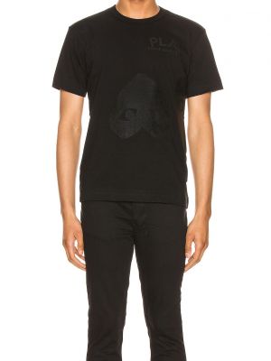 Хлопковая футболка с сердечками Comme Des Garçons черная