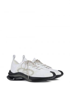 Pletené šnurovacie bežecké topánky na podpätku Gucci - biela