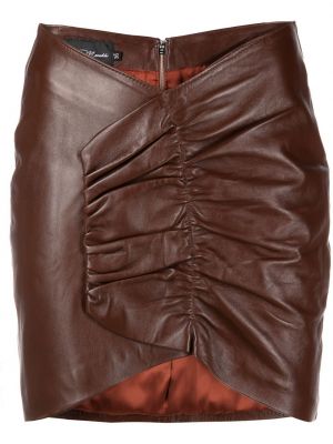 Přiléhavé kožená sukně na zip Manokhi - hnědá