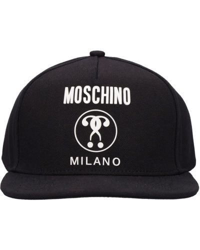 Памучна шапка с принт Moschino черно