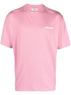 Koszulka bawełniana Sandro różowa