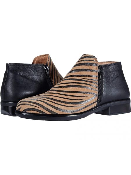 Кожаные замшевые ботинки с принтом зебра Naot черные