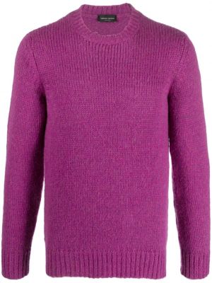 Pletený svetr s kulatým výstřihem Roberto Collina fialový