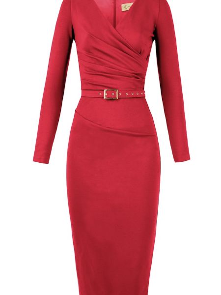 Приталенное платье с глубоким декольте Alina Cernatescu красное