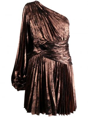 Sukienka koktajlowa plisowana Acler brązowa