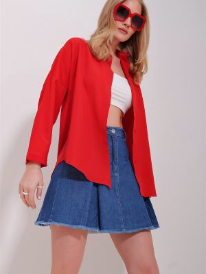 Medvilninė marškiniai Trend Alaçatı Stili raudona